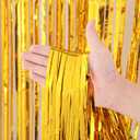 Voircoloria 4 Pack Gold Foil Fringe Backdrop Curtains, Tinsel Streamers Birthday Party Decorations, Fringe Backdrop for Graduation, Baby Shower, Gender Reveal, Disco Party