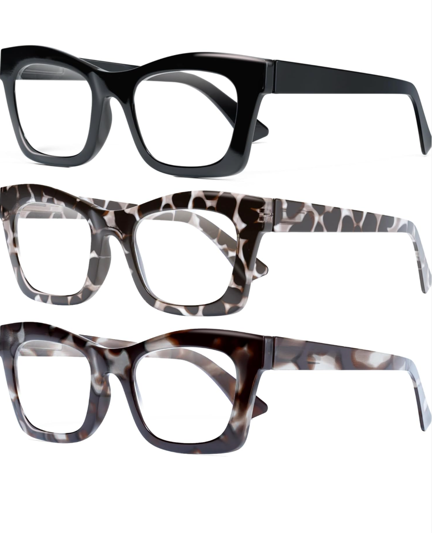CCVOO Stylish Reading Glasses for Women, Eyeglasses, Blue Light Readers for Women, Computer Eye Glasses, Cheaters, +4.0