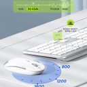 Wireless Keyboard and Mouse Combo - Full Size Slim Thin Wireless Keyboard Mouse with Numeric Keypad 2.4G Stable Connection Adjustable DPI (White & Silver)