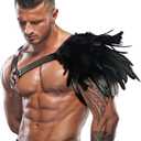 L'VOW Gothic Feather Shoulder Armor for Men Leather Harness Medieval Guards Halloween Cosplay Costume