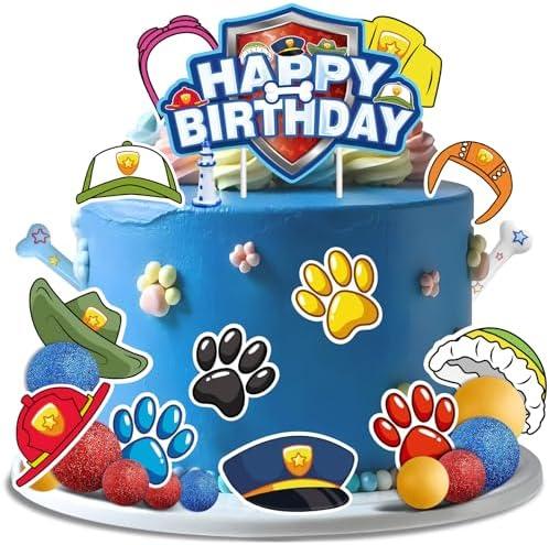 QAMEGX Dog Cake Topper- Dog Birthday Decorations, Cute Cartoon Birthday Cake Topper