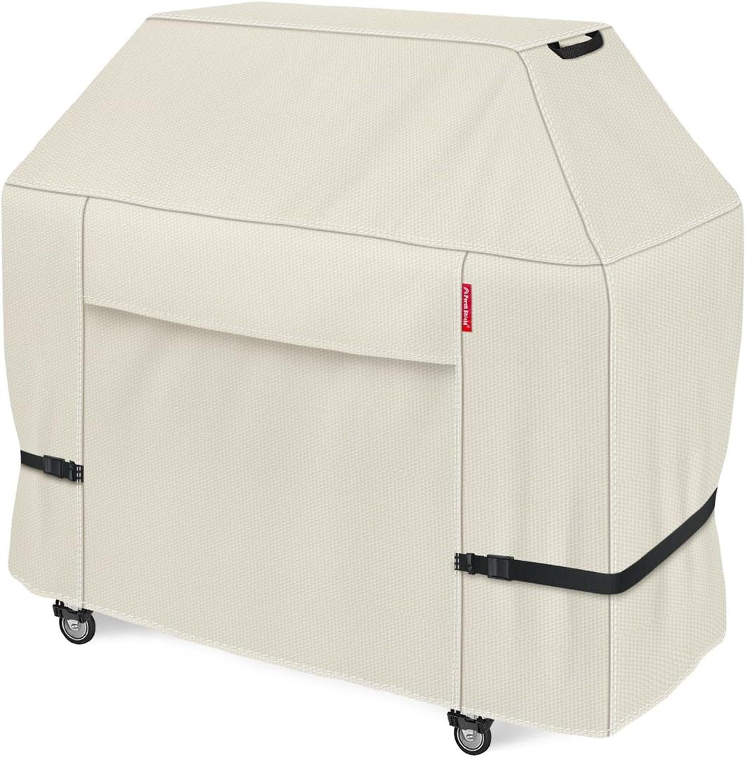 Porch Shield 62W x 24D x 48H inch Premium Gas Grill Cover Up to 60 inch, Waterproof and Fade Resistant 600D BBQ Covers for Weber, Brinkmann, Char-Broil and More, Light Tan