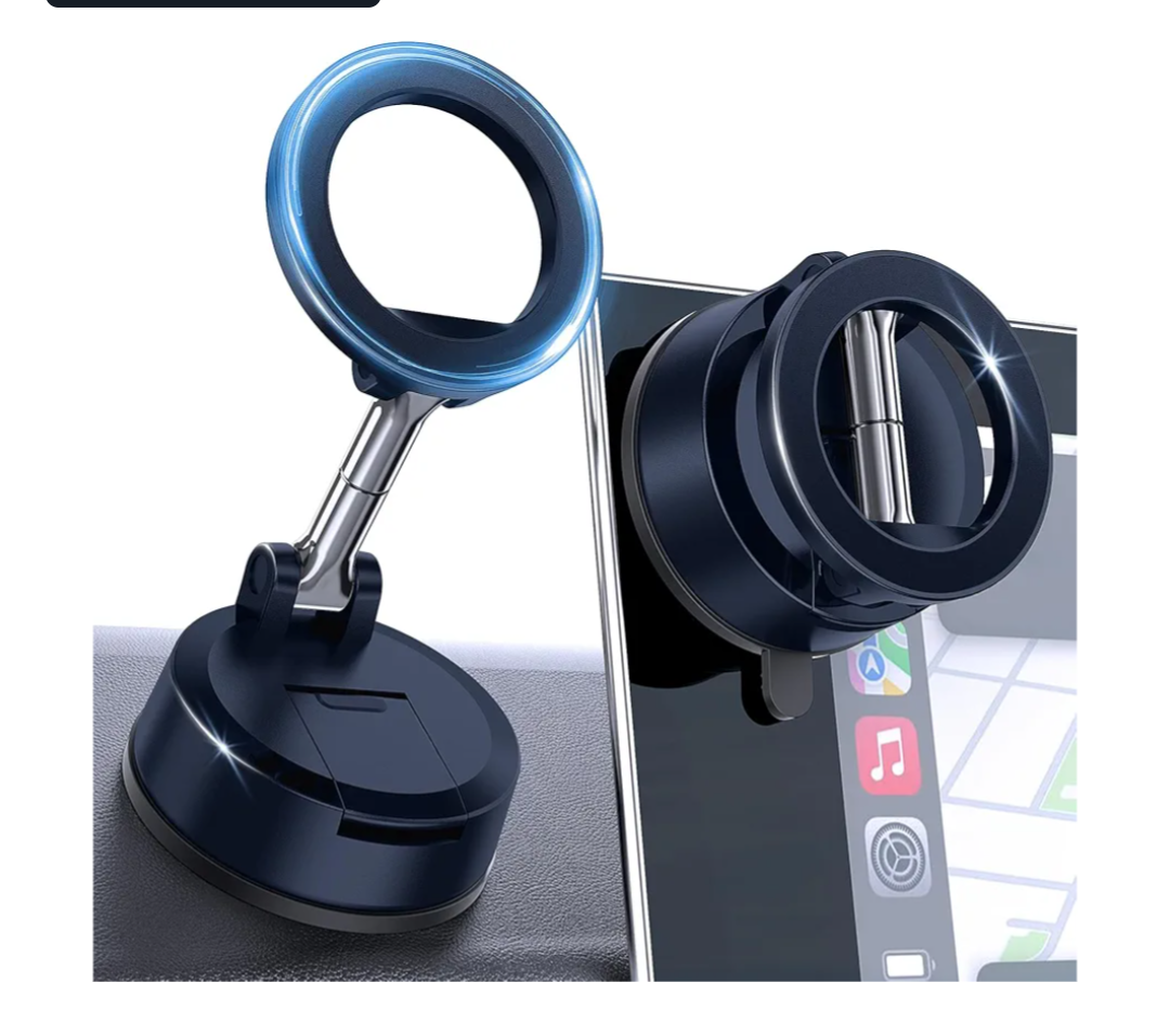 MOKPR Car Phone Holder for Magsafe, Vacuum Magnetic Car Phone Mount Foldable Hands-Free Suction Cup Phone Holders for Your Car for iPhone 16 Pro/Pro Max 15 14 13 12