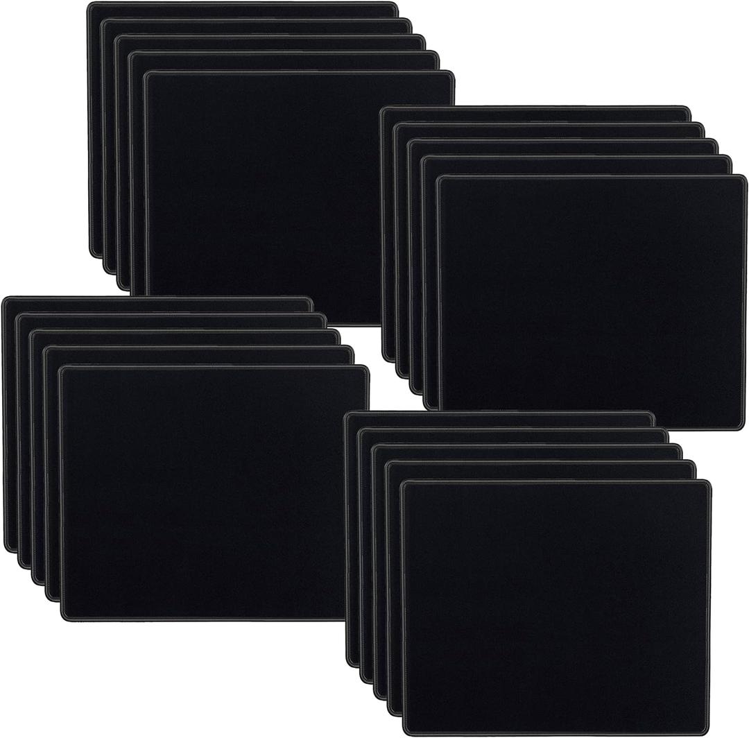 SaiTech IT 20 Pack 2mm Mouse Pad with Stitched Edges Non-Slip Rubber Base, Premium-Textured and Waterproof Mousepads Bulk, Mouse Pad Multipack Mousepad for Computers, Laptop, 8.66 x 7.1 inch (Black-20 Pack)