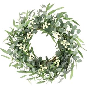 Pinkpum 20'' Eucalyptus Wreath for Front Door Porch Window Green Decor for Home Farmhouse Wall Spring Summer Fall Outdoor Indoor All Seasons