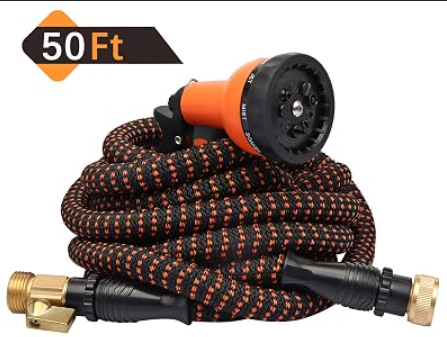 Upgraded 50FT Expanding Garden Hose - Lightweight, Kink-Free & Burst-Resistant Flex Hose with 8-Pattern Spray Nozzle for Lawn, RV, Car Wash (50 ft Expandable Water Hose) (50ft)