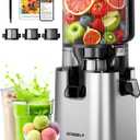 ECOSELF 3-in-1 Juicer with 3 Filters (For Juice/Sorbet/Nut Milk), With 6.0" Extra-Large Mouth Feed Chute for Whole Vegetables & Fruits, Juicer Machines With Large Capacity & Easy to Clean, With Brush (Silver)