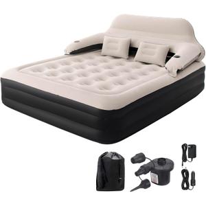 DIMAR GARDEN Queen Air Mattress with Headboard and Pump,Blow Up Mattress Inflatable Bed with Pillows