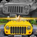 Grill Inserts Black, Front Mesh Grille Cover Compatible with 2007-2018 Jeep JK Wrangler & Unlimited Wrangler Accessories, Car Grill Mesh (7PCS Black + 1PCS White)
