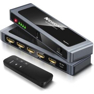 NEWCARE HDMI Switch 4 in 1 Out 4K@60Hz, Aluminum 4-Port HDMI Switcher Splitter with Remote, Supports HDR10 Dolby Vision HDCP 2.2 18Gbps 3D for TV PS5 Xbox Laptop Projector Fire Stick