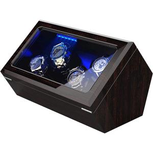 High End Watch Winder for Automatic Watches with Super Quiet Motor, Blue LED Light & Rotation Mode Setting, Watch Winder for Rolex with Flexible Pillow, Dual Power