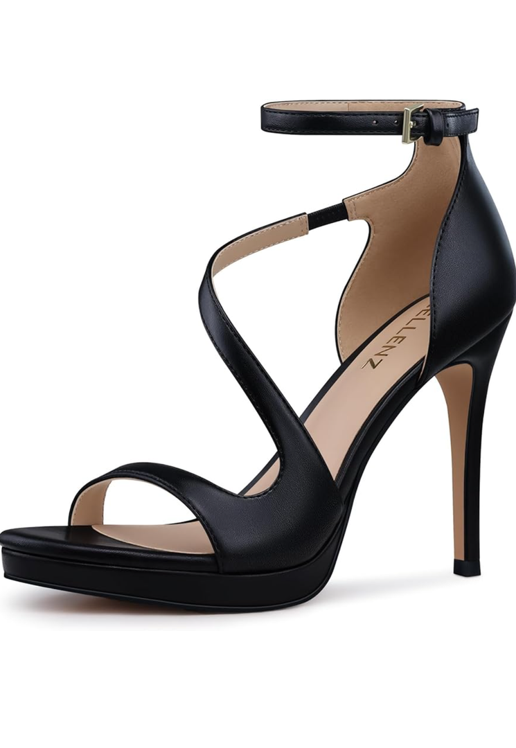 CELLENZ Stiletto Women High Heels: Platform Heel for Women Dressy - White Heels Sandals Comfortable - Strappy Heeled Wedding Prom Shoes Size 8