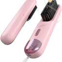 Cordless Hair Straightener Brush 300 Million Negative Ionic Portable Hair Straightener Comb for Women with 4 Temps Fast Heating MCH Ceramic Coating Smooth Frizz - Free Hair Black