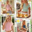 Oakgarden 3 Pack Girls Shirts Short Sleeve Tops for Kids Summer Crop Tops Clothes for Girls Mock Turtleneck Tees 5-16 Y(9-10 Years,Haze Blue, Light Pink, Green)