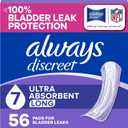 Always Discreet Incontinence Pads for Women, 7-Drop, 56 Count