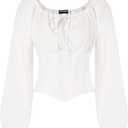 SCARLET DARKNESS Corset Tops for Women Elastic Neckline Renaissance Shirt Peasant Blouse XL