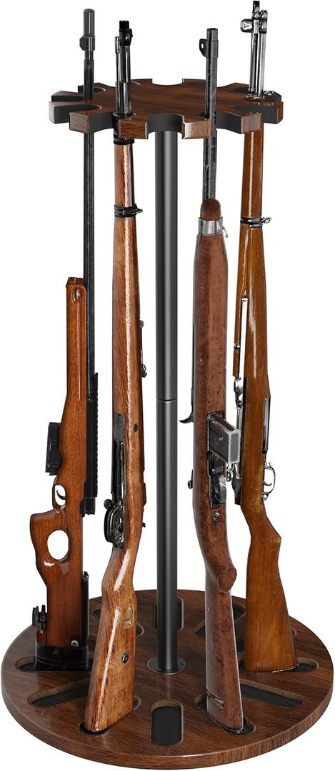 Gun Rack, Heavy Solid Wood Rifle & Shotgun Holder, Up to 12 Gun Capacity Display Storage with Soft Padding, Gun Safe Organizer Indoor Gun Racks