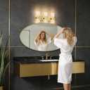 Modern Polished Gold 3 Light Bathroom Vanity Light, Eleglant LED Bathroom Light Fixtures Over Mirror, Hardwired Acrylic Shade Wall Lighting Fixtures, Dimmable, 3CCT(3000/4000/5000K)