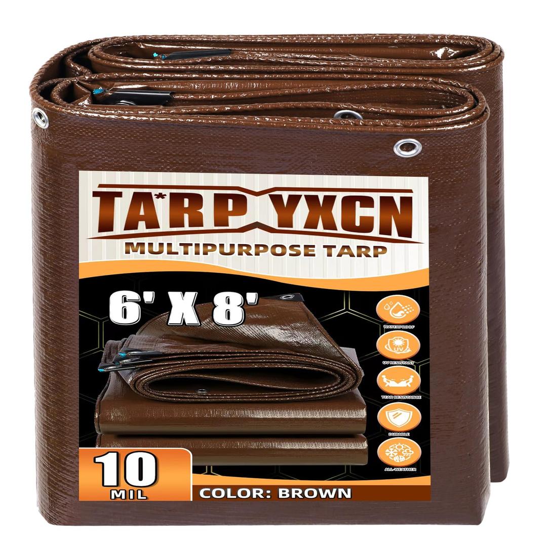 Brown Tarp 30x40 Feet, 10 Mil Thick Waterproof Poly Tarps