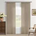 Burlap Flax linen Curtains 84 Inch Long Pinch Pleated 2 Panels for Living Room Bedroom Tan Khaki Light Brown Semi Sheer Boho Rustic Farmhouse Back Tab Pleat Drapes Floor to Ceiling 84 Inch Curtains