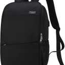 MAXTOP Deep Storage Laptop Backpack with USB Charging Port[Water Resistant] College Computer Bookbag Fits 16 Inch Laptop (Pitch Black)