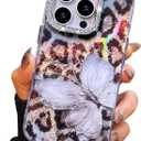 Compact Case for iPhone 12 Butterfly Design,3D Diamond Camera Lens Protection Frame,Cute Soft Slim TPU Shockproof Protective Phone Cases Cover for Women Leopard Print Grey