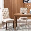 COLAMY Tufted Upholstered Dining Chairs Set of 2, Accent Parsons Chairs with Solid Wood Legs and Padded Seat, Beige