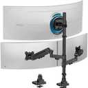 Triple Monitor Mount up to 49 inches, Fully Adjustable Heavy Duty 3 Monitor Arm with Gas Spring, Desk Mount for 3 Screens, C-Clamp & Grommet Base, Holds 44 lbs, Black