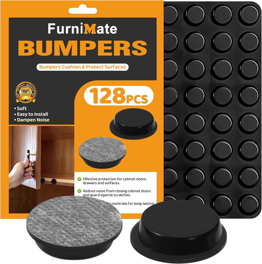 Adhesive Rubber Feet 128PCS 1/2 inches, Self Adhesive Black Bumpers, Small Feet for Electronics
