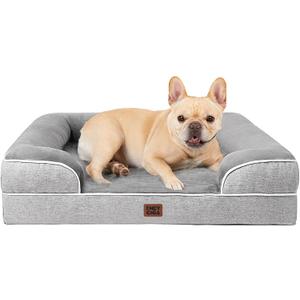 EHEYCIGA Orthopedic Dog Bed for Medium Dogs, Waterproof Memory Foam Medium Pet Beds with Sides, Non-Slip Bottom and Egg-Crate Foam Dog Couch Bed with Washable Removable Cover, Grey (30.0"L x 20.0"W x 6.5"Th)