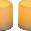 Battery Operated Plastic Flameless LED Pillar Candle with Cycling Timer, Flickering Realistic Electric Light for Indoor Outdoor Bookshelf Wedding Dinner Party Centerpiece Fireplace Easter Decor, 2 Pack