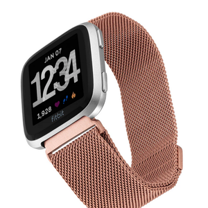 Stainless Steel Mesh Band for Use with Fitbit Versa, Rose Gold