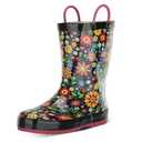 Western Chief Rain Boots with Pull on Handles for Toddlers and Kids - Premium Waterproof Boots for Boys and Girls (Floral Swirl) ,1