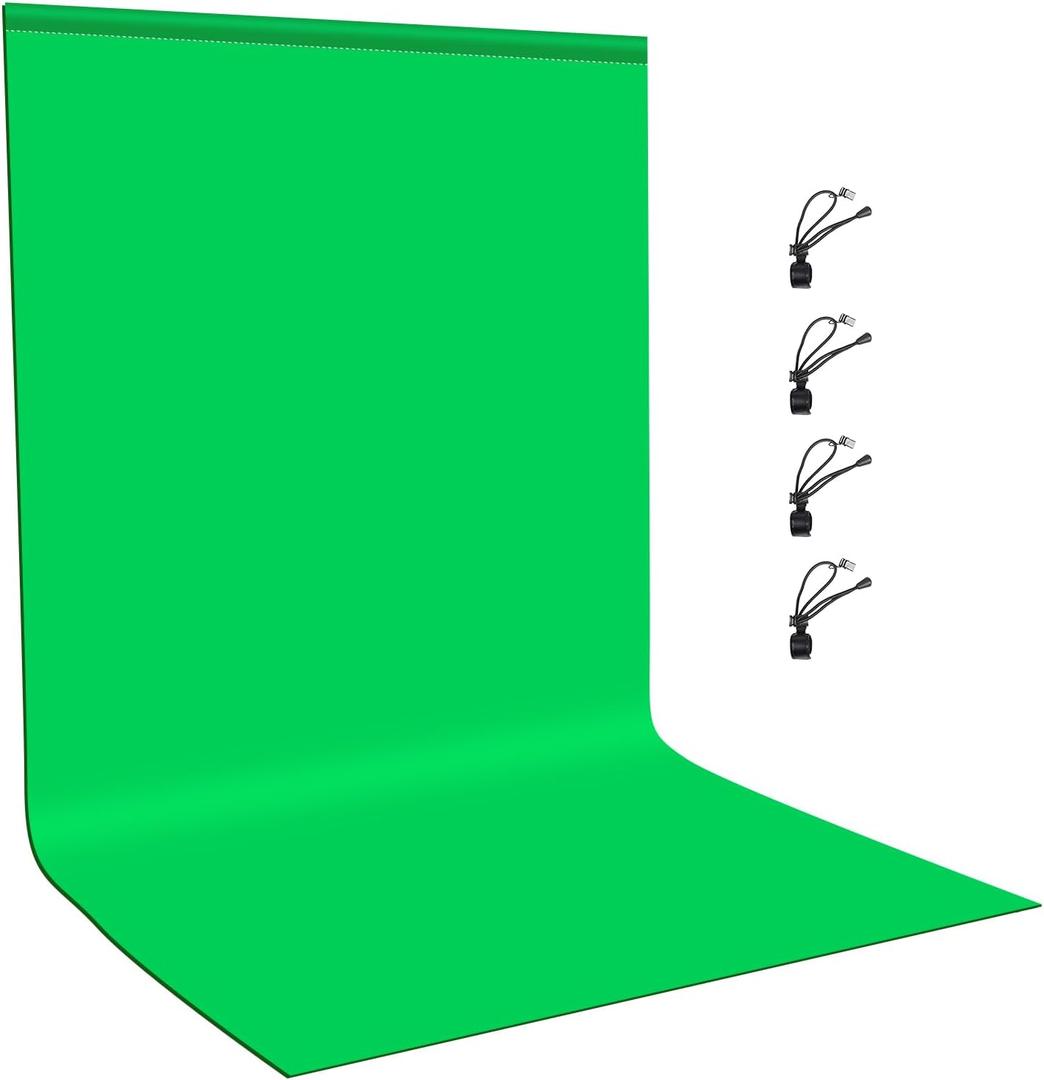Green Screen Background for Photography, PULUZ Green Screen Sheet 3.3ft6.6ft Background Kit Cloth Fabric Curtain with 4 Clamps Backdrop for Video Recording, Photoshoot and YouTube