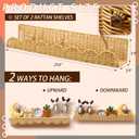 Pinkunn 4 Pcs Nursery Book Shelves 23.6 Inch Rattan Scalloped Floating Bookshelves Wicker Boho Book Shelf for Wall Mounted Decor Nursery Rooms Hanging