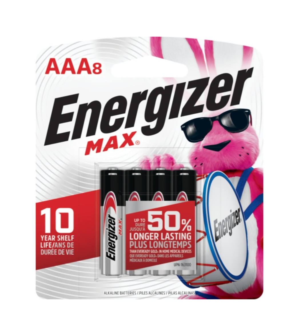 Energizer E92MP-8 Alkaline Battery, AAA, Zinc, Manganese Dioxide, 1.5 V ( 24)