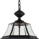 Large Outdoor Pendant Light Fixture 3-Light, 20in Modern Black Outdoor Chandelier Hanging Porch Light, Metal Exterior Ceiling Mount Hanging Lantern with Clear Glass for Front Door, Entrance, Gazebo