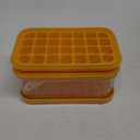 Brigii Ice Cube Tray with Lid&Bin, Ice Cube Mold with 56 Cubes, Stackable Ice Trays for Freezer with Easy-Release Silicone Bottom, for Drinks, Coffee, cocktail (Orange)