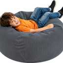 LPMOERA Bean Bag Chairs for Kids/Teen with Memory Foam Filling Bean Bag Sofa with Soft Corduroy Fabric BeanBag Chair for Living Room Bedroom College Dorm Reading Chair Dark Gray