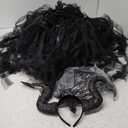 Kids Girls Witch Costume Handmade Knitted Tulle Dress Evil Queen Dress Up Costume for Halloween Carnival Cosplay 3 XL