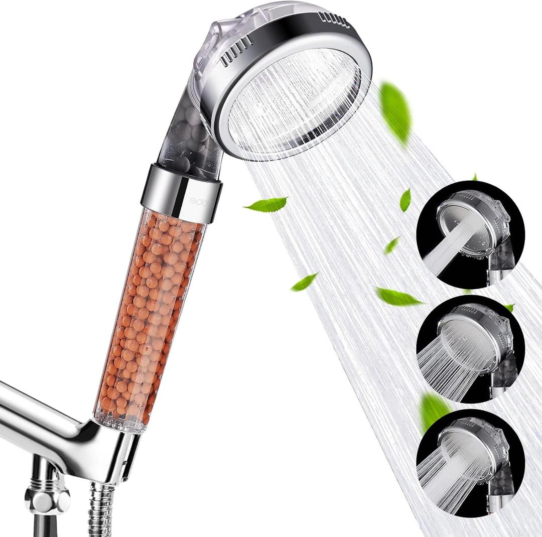 Cobbe Shower Head Set with Hose and Bracket, Filter Filtration 3 Settings High Pressure Water Saving Spray Handheld Showerheads for Dry Skin & Hair (3 Setting)