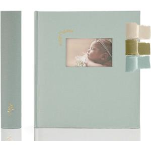 Premium Scrapbook Album with Window and Writing Space  100 Pages holds 500 Photos of Different Sizes  Wedding, Baby, Travel & Family Memories  13" x 11.6" - Powder Blue