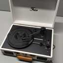 Vinyl Record Player Bluetooth with Speakers 3 Speed Portable Turntable Suitcase Built in 2 Speakers RCA Line Out AUX Headphone Jack PC Recorder-White