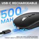 RaceGT USB C Wireless Mouse, Rechargeable Dual-Mode Mouse(Type-c and Bluetooth), Silent Bluetooth Mice for MacBook Air/Pro, Slim Portable Travel Mice for iPad Mac Laptop PC Computer