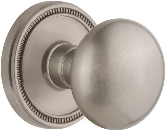 Grandeur 809547 Soleil Rosette Double Dummy with Fifth Avenue Knob in Satin Nickel