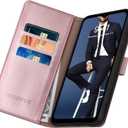 3 x SUANPOT for Samsung Galaxy A35 5G Wallet case with RFID Blocking Credit Card Holder,Flip Book PU Leather Protective Cover Women Men for Samsung A35 Phone case Rose Gold