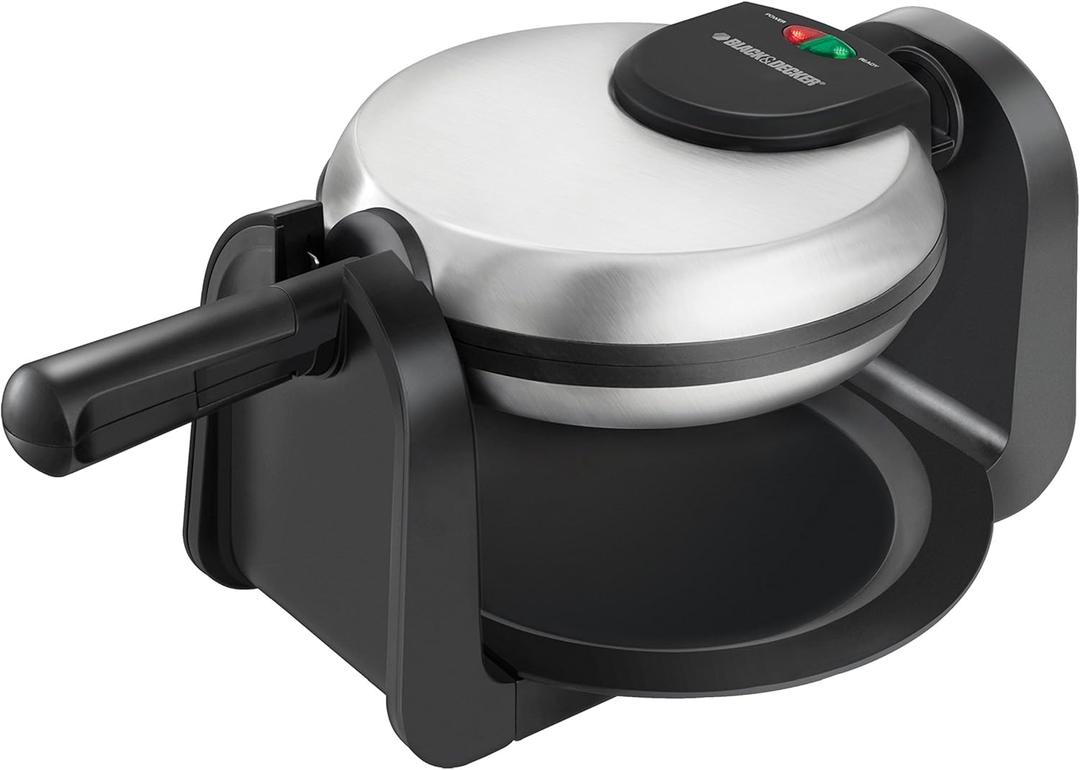 BLACK+DECKER Flip Waffle Maker, Silver, WM1404S, 4 Belgian Waffles