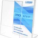 8.5x11 Inches Acrylic Sign Slant Back Holder, Plastic Display Stand,Brochure Holder, Table Top Sign Holder For Office, Home, Store, Restaurant (3pack)