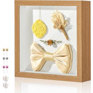 11x11 Shadow Box Display Case Picture Frame with Soft Linen Back, Deep Wood Color Shadow Box 11x11 for Flowers Medal Display Case Jersey pet Graduation Memorabilia Baby Ltems Crafts Photos