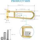 Toilet Grab Bar 30.3 Inch Gold, Munzong Anti-Slip Handicap Grab Bars with Paper Holder, Flip-Up Bathroom Safety Rails, Stainless Steel Knurled Support handrails for Seniors Elderly Disabled Pregnant